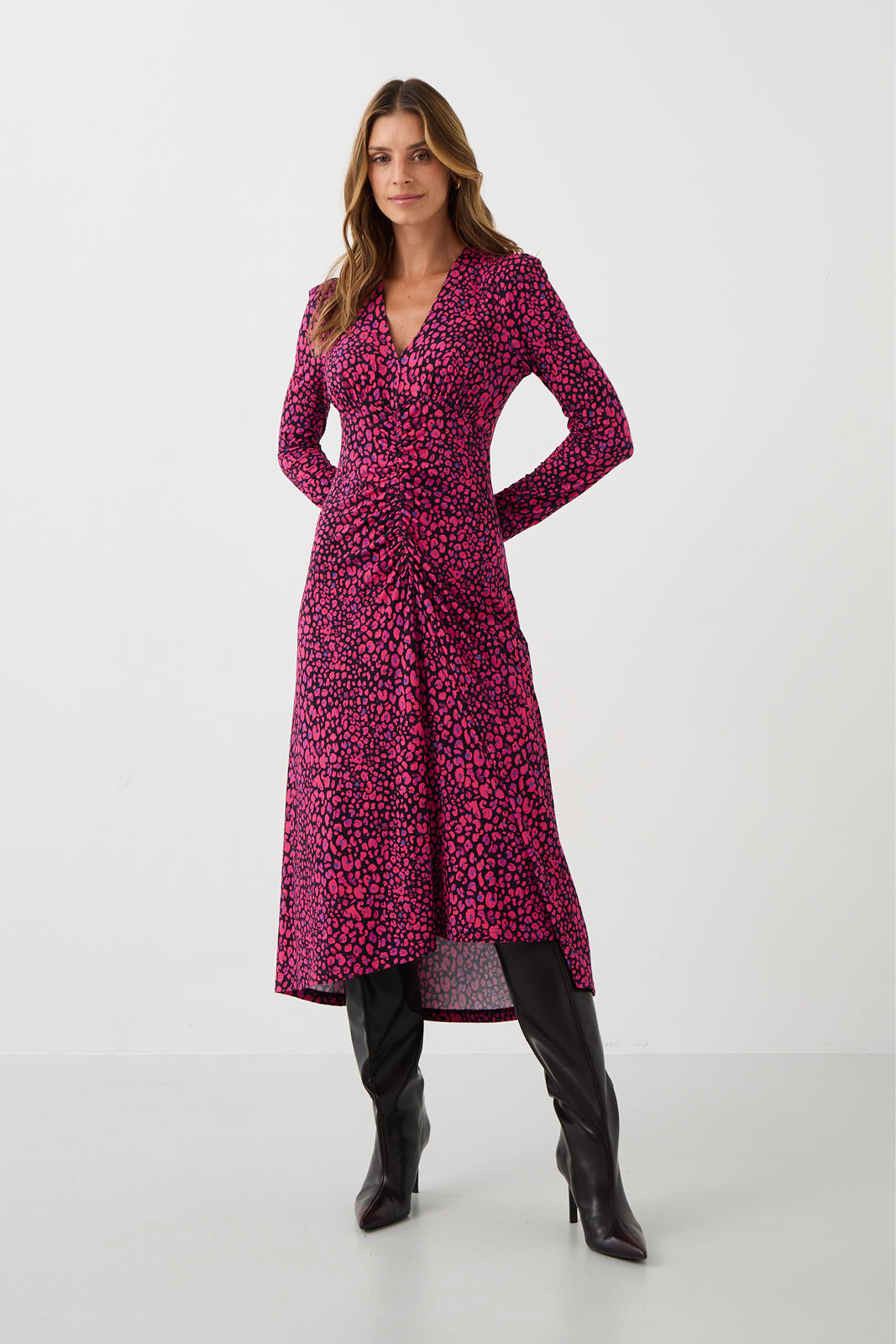 Sukienka MUSE print mini leo pink & art blue