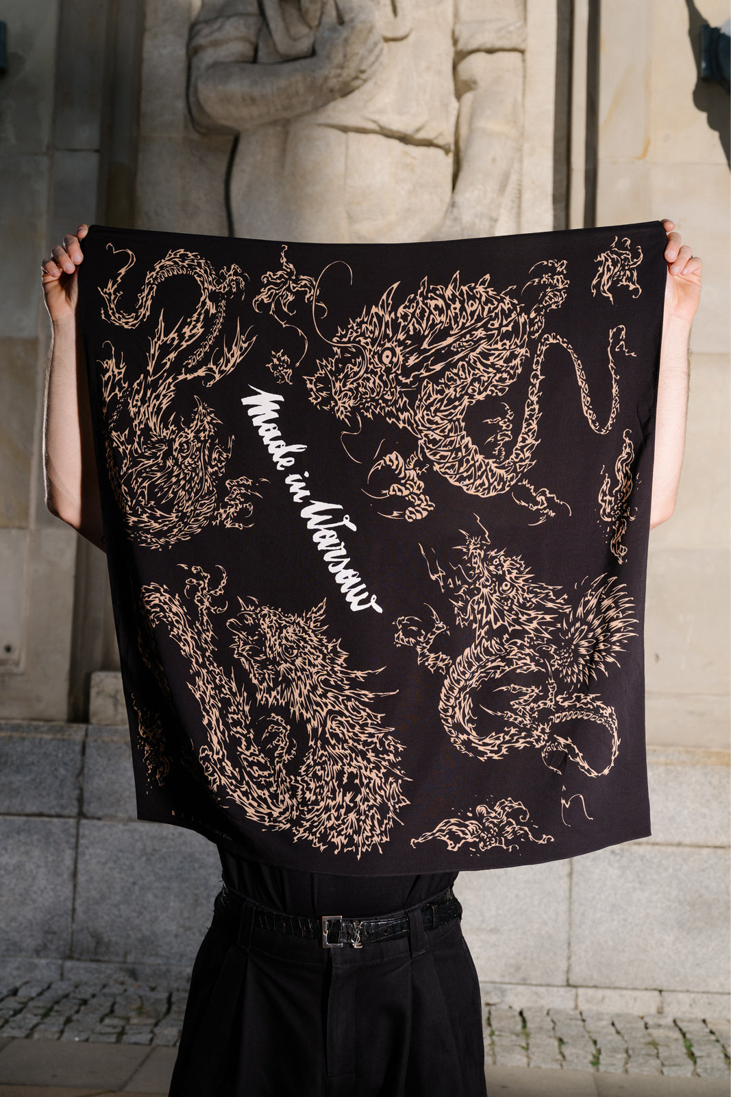 SQUARE SCARF Swanski Studio red print