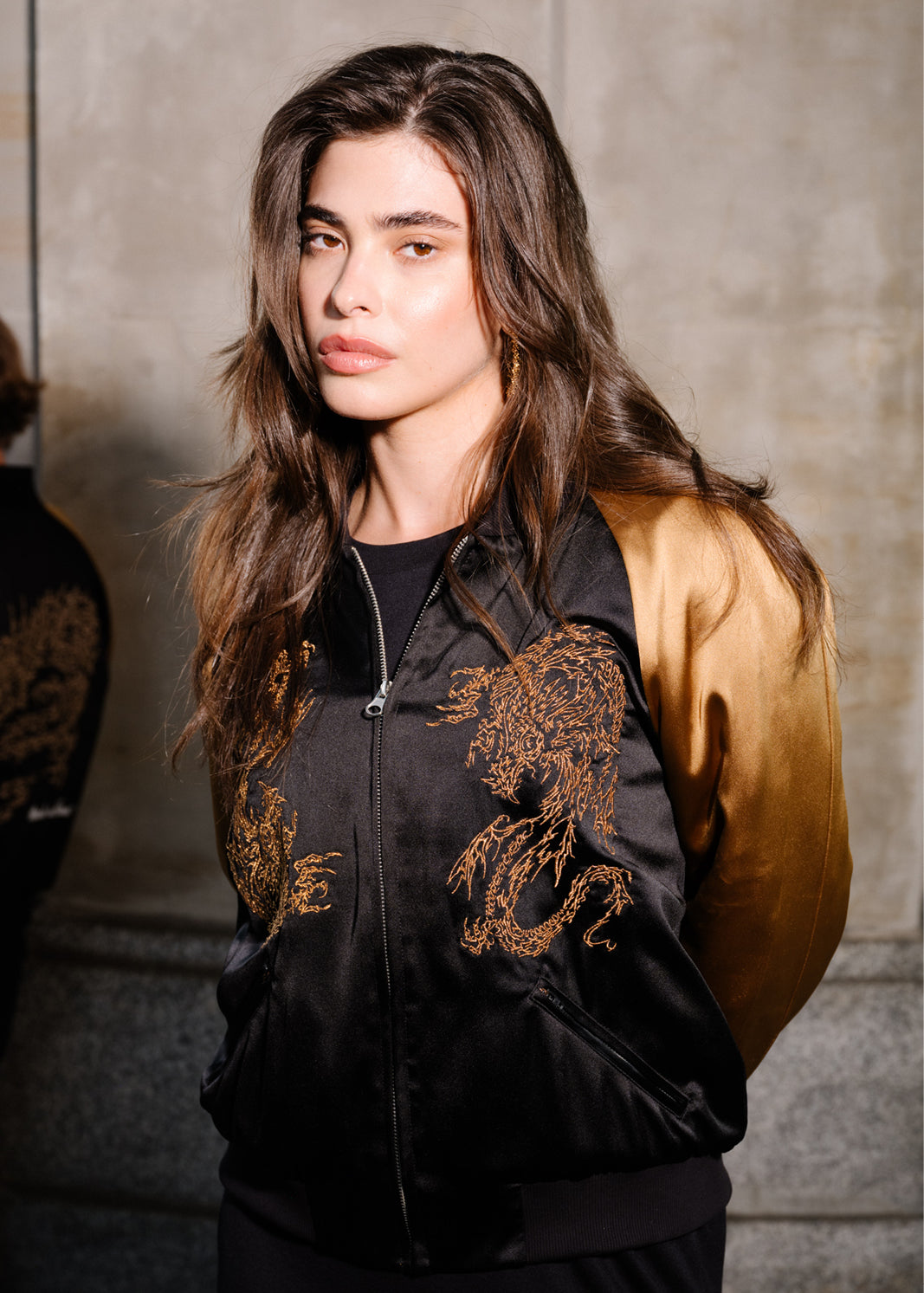 Kurtka SUKA JACKET black & gold haft Swanski Studio