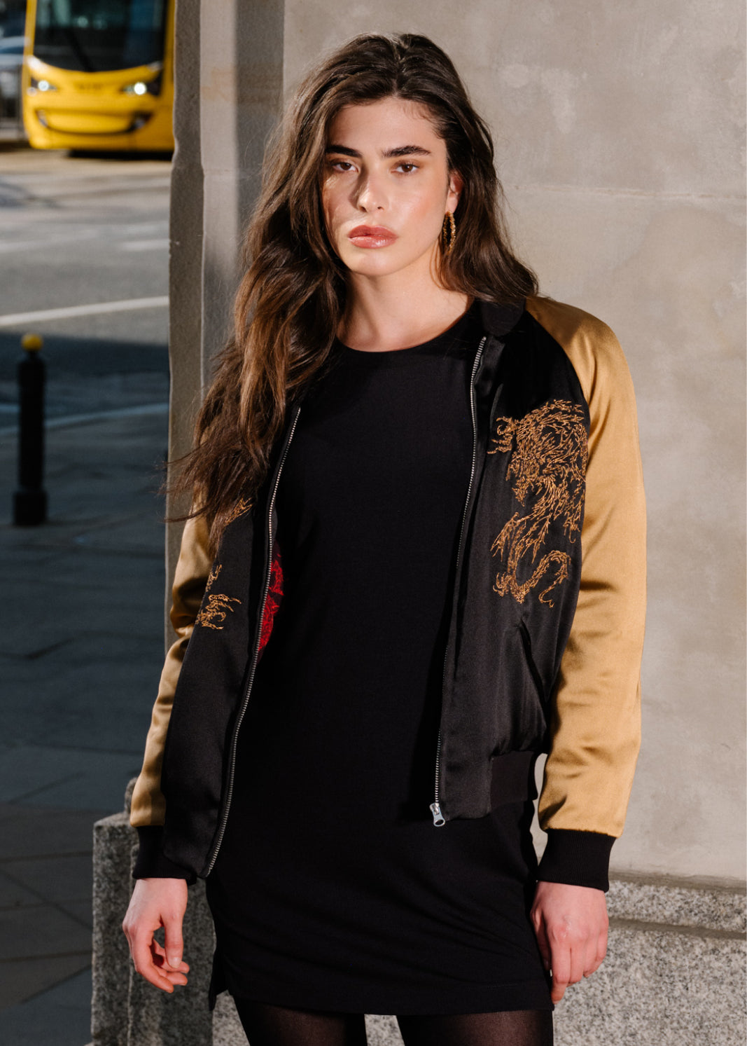 Kurtka SUKA JACKET black & gold haft Swanski Studio