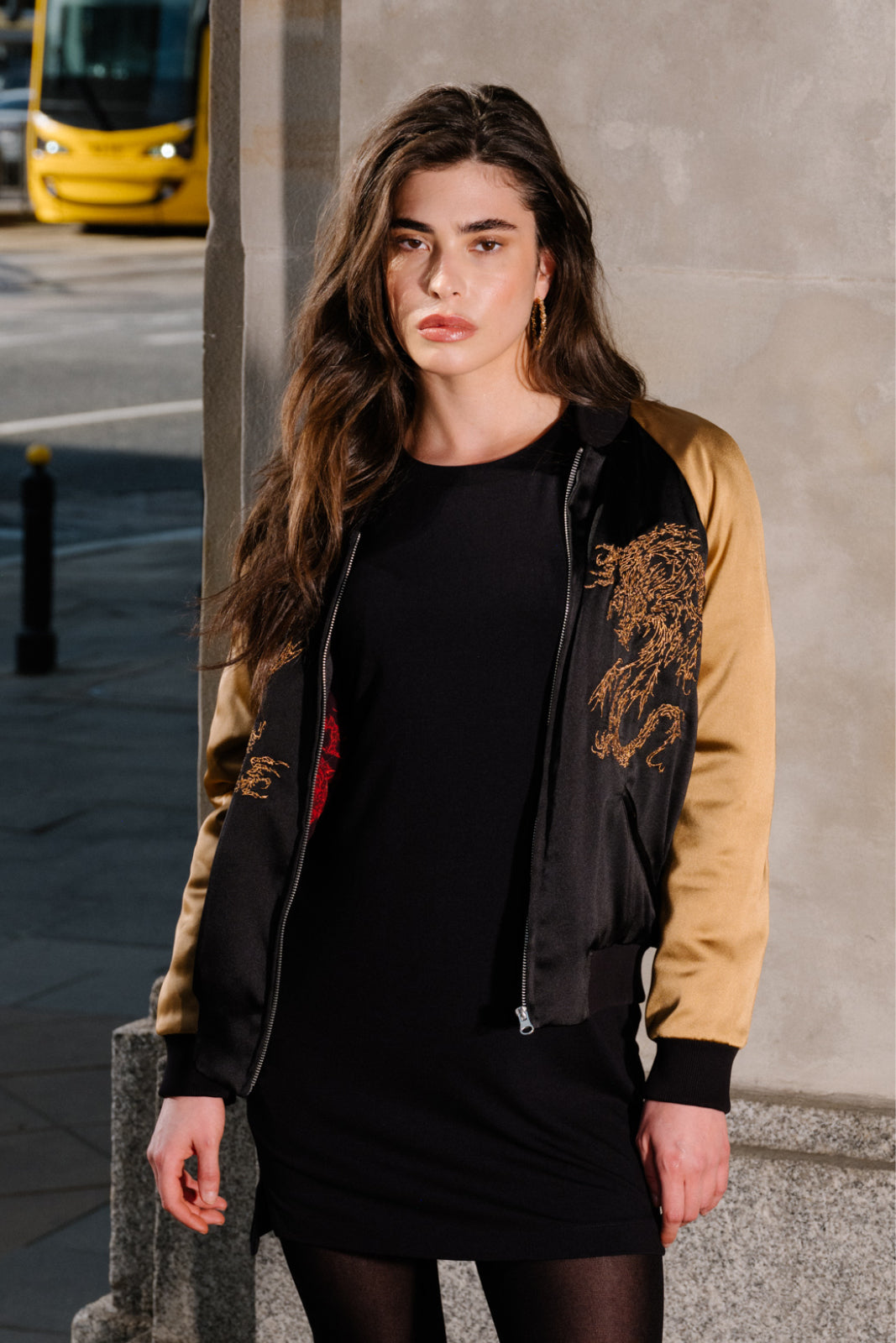 Kurtka SUKA JACKET black & gold haft Swanski Studio