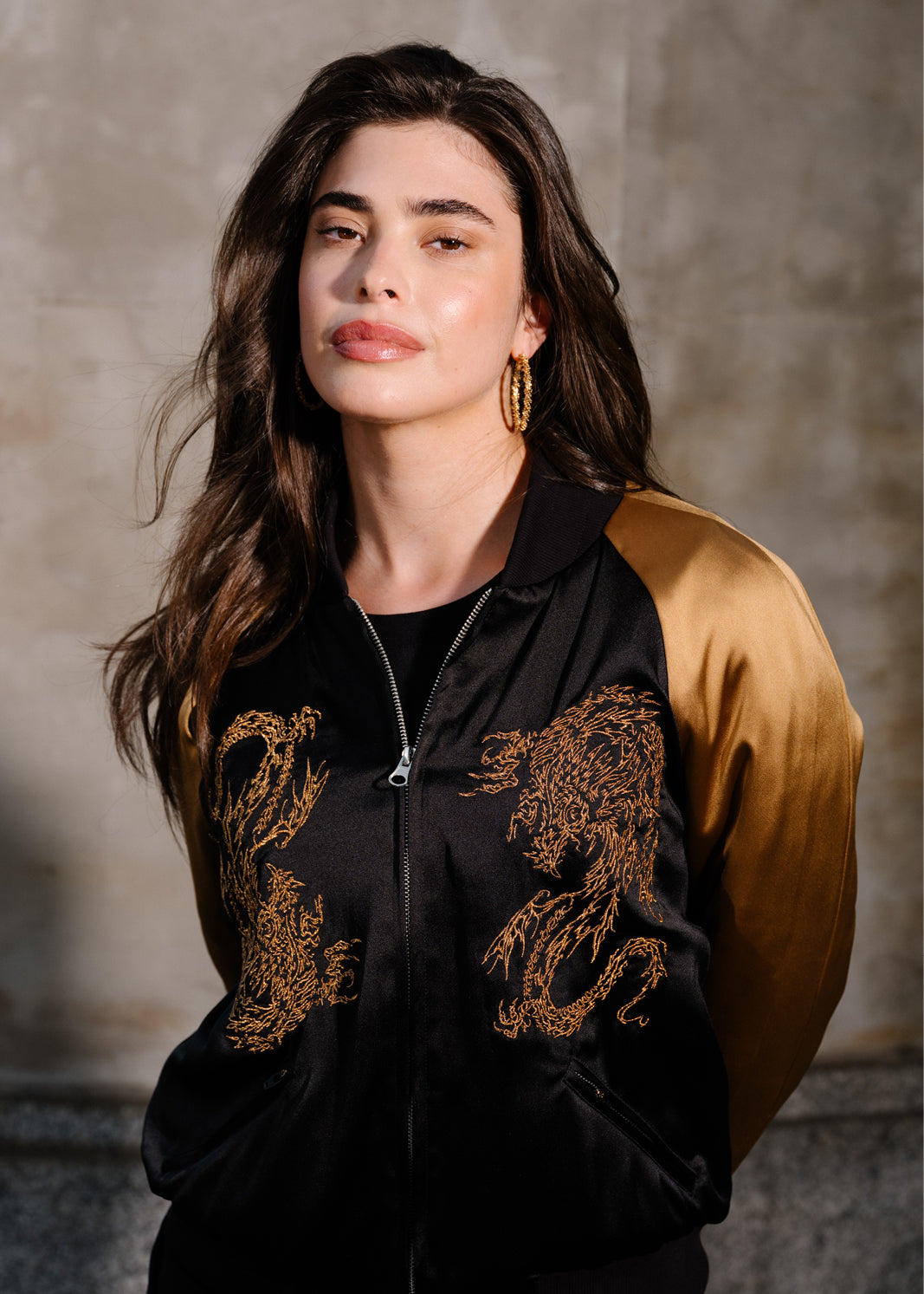 Kurtka SUKA JACKET black & gold haft Swanski Studio