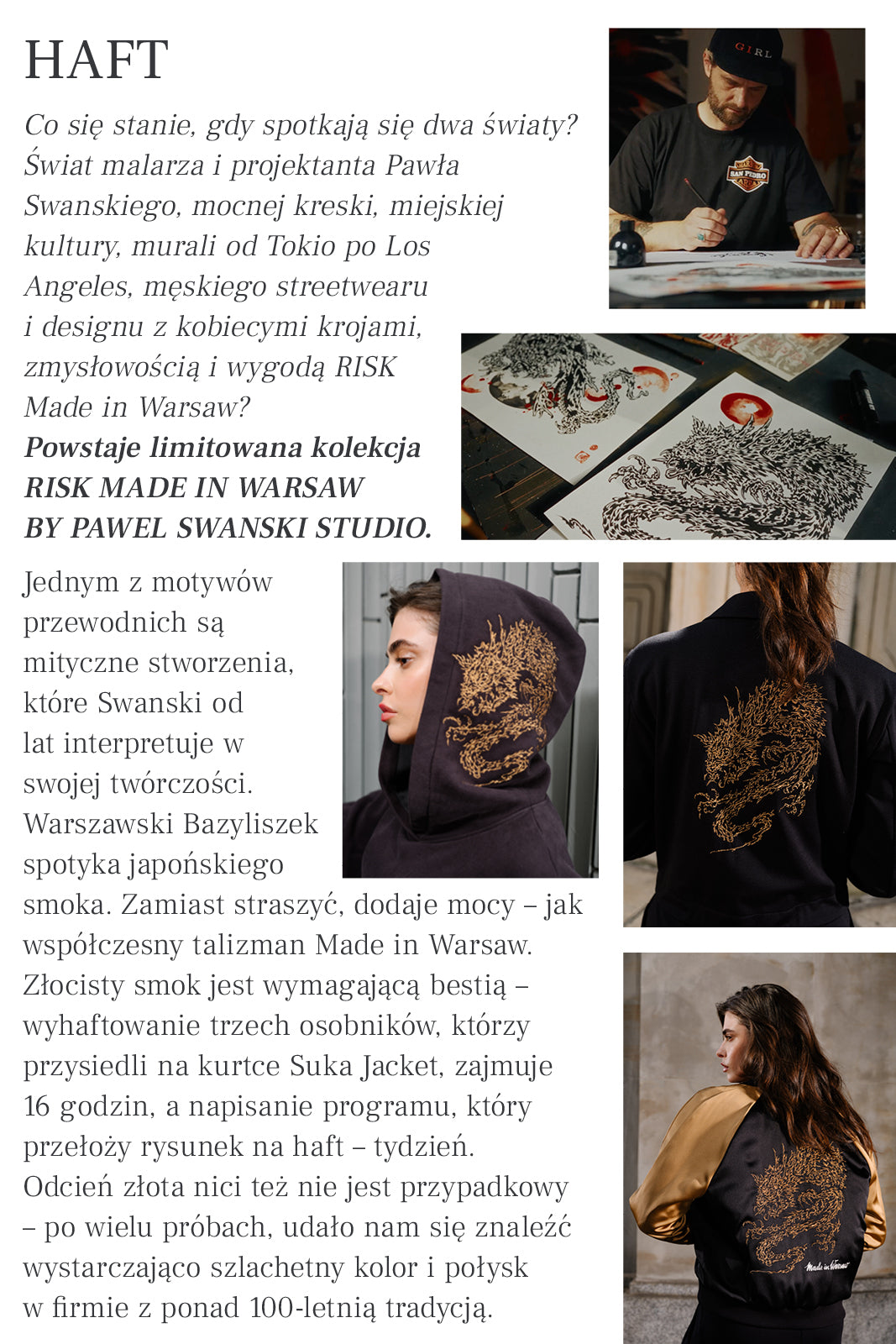 Kombinezon WORKWEAR black haft Swanski Studio