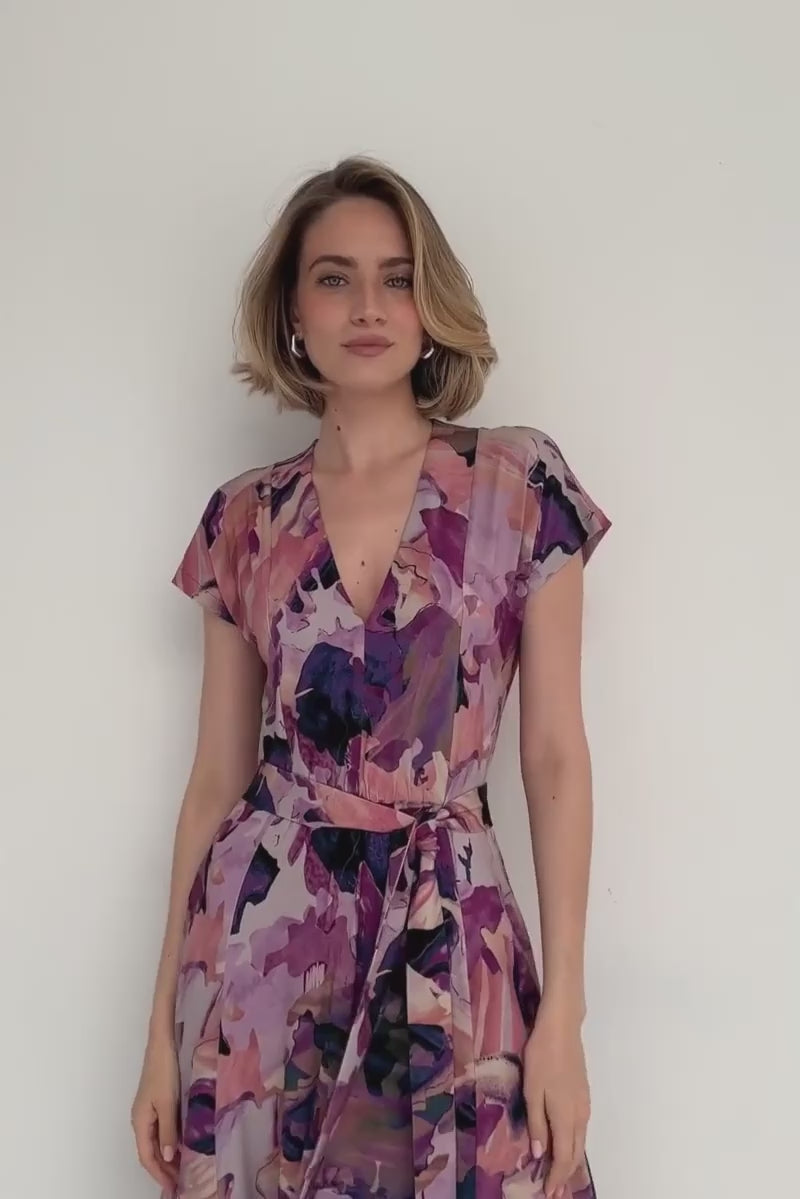 Dress TUSCANY Dreamworld pink & mauve print