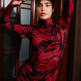 Dress UNSTOPPABLE TURTLENECK Swanski Studio red print