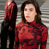 Dress UNSTOPPABLE TURTLENECK Swanski Studio red print