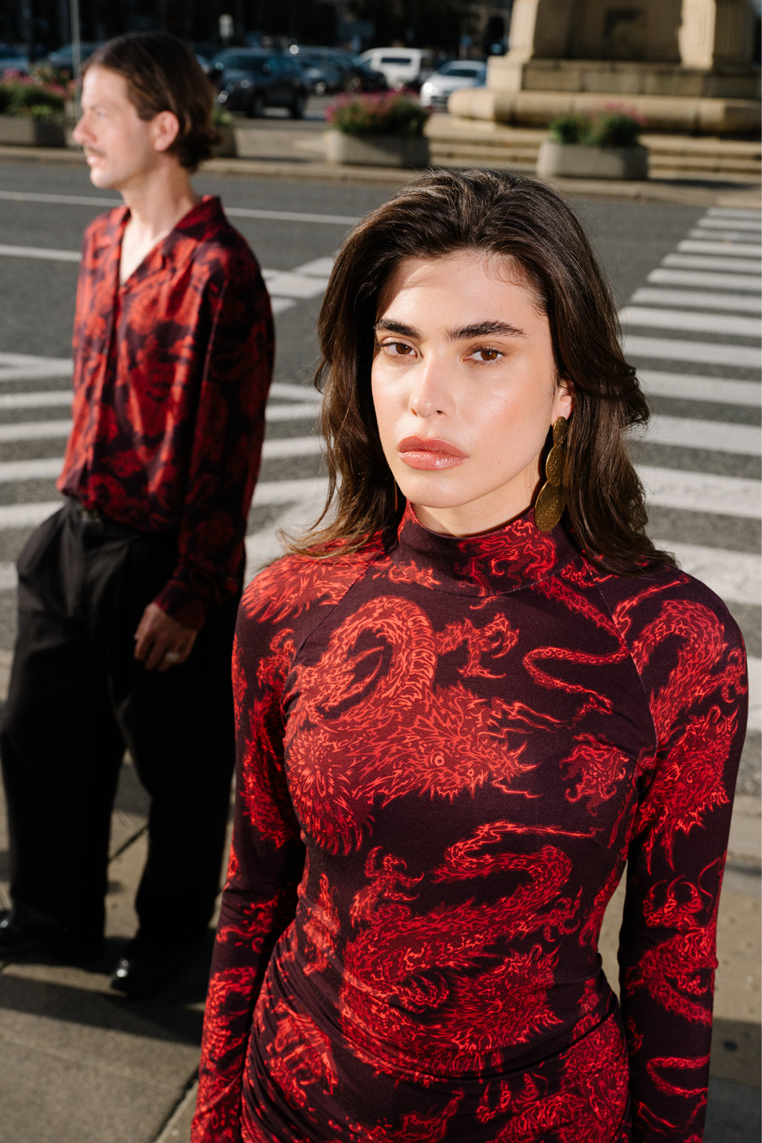 Dress UNSTOPPABLE TURTLENECK Swanski Studio red print