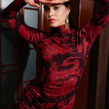 Dress UNSTOPPABLE TURTLENECK Swanski Studio red print